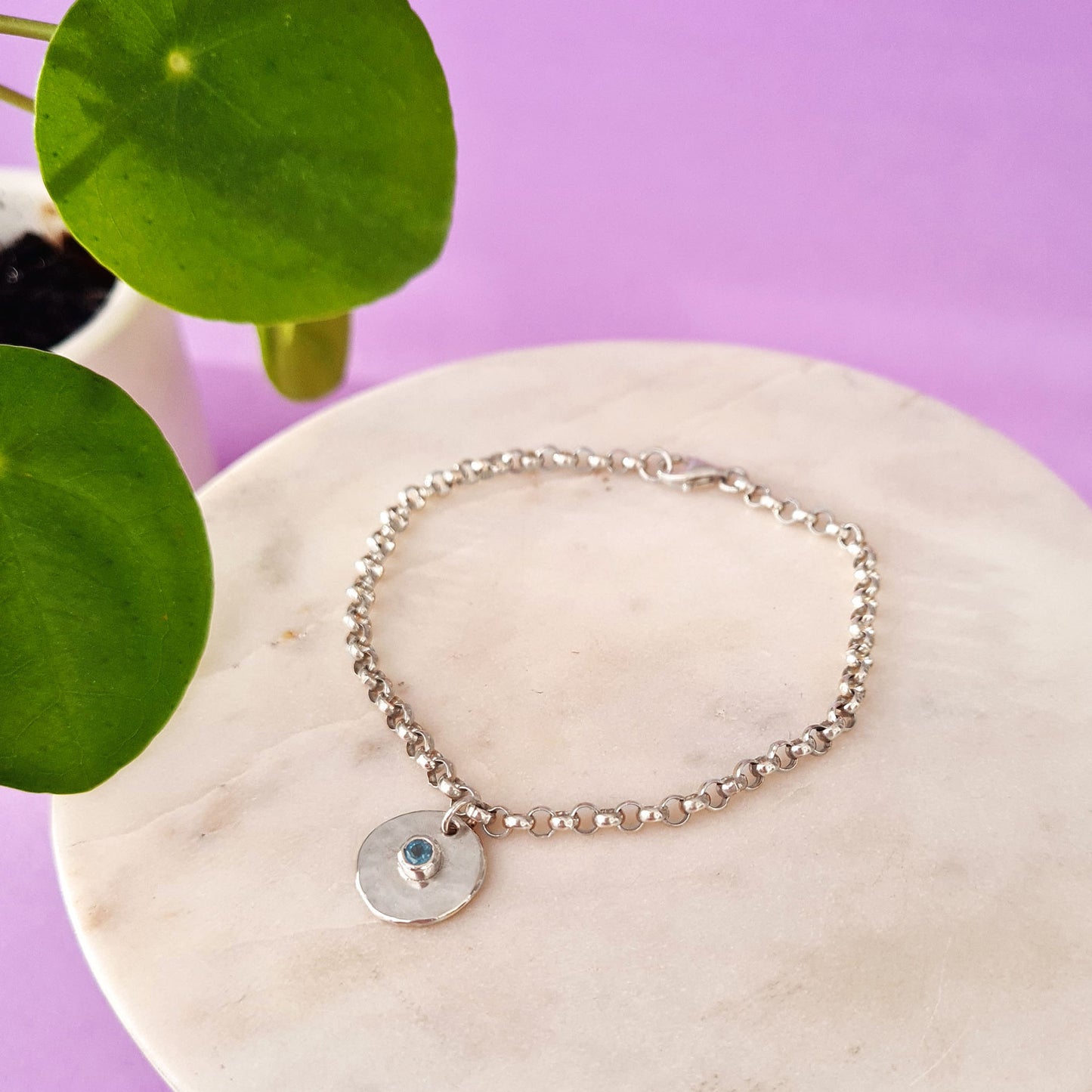 PILEA - Bracciale in argento 925 a catena con charm pilea