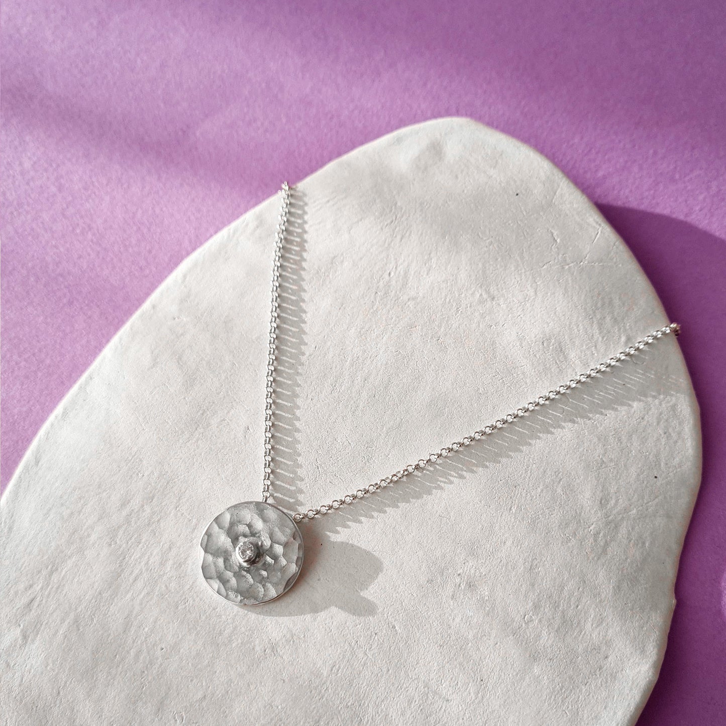 PILEA - Collana in argento 925 con pilea maxi e zircone