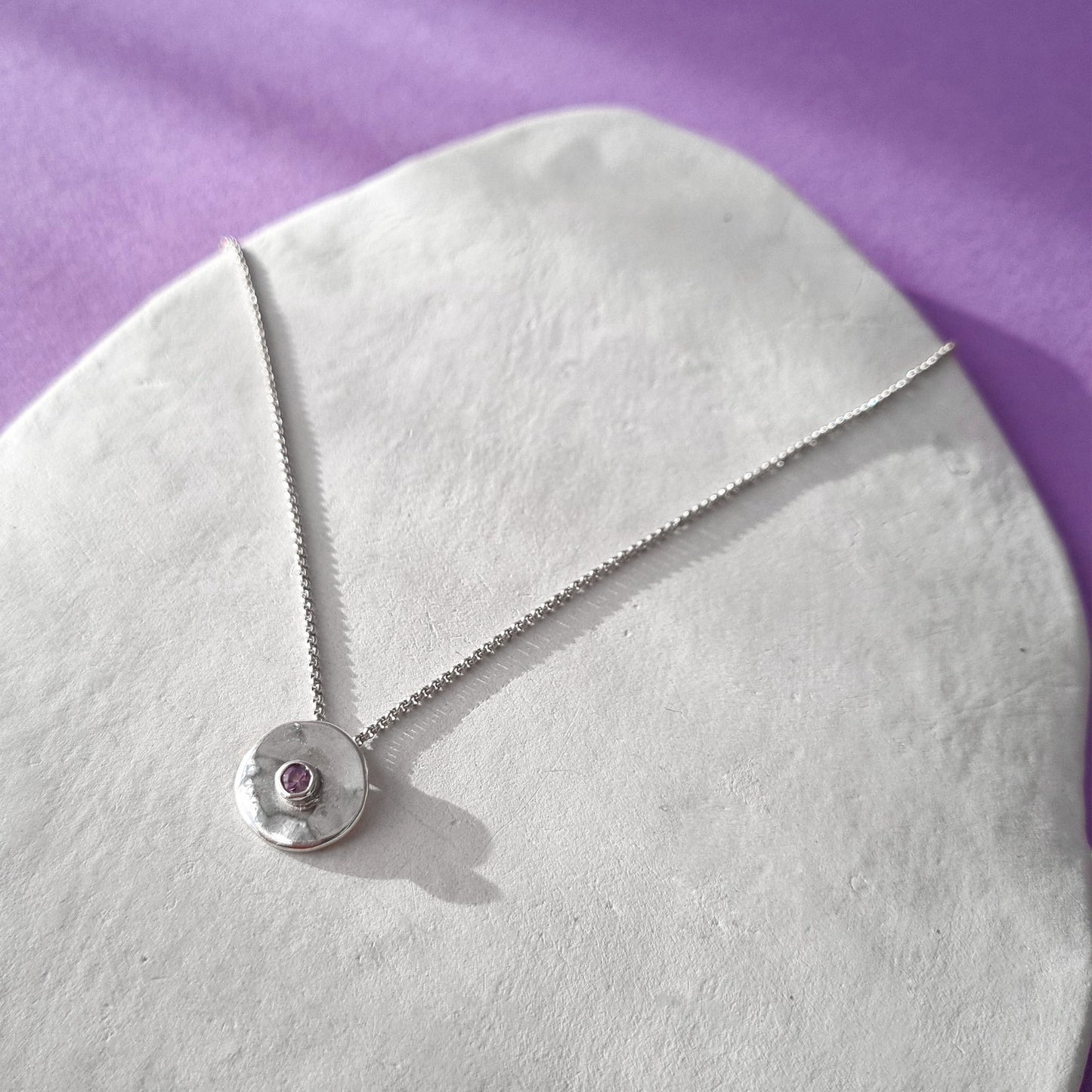 PILEA - Collana in argento 925 con pilea mini e ametista