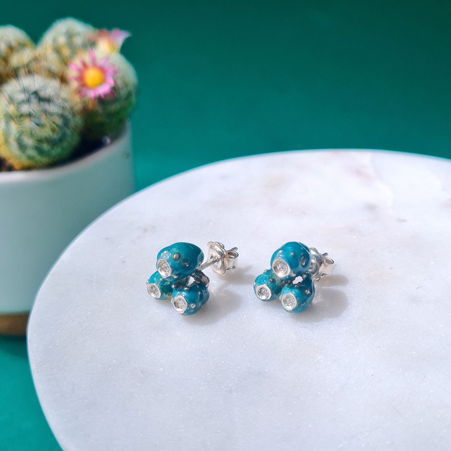 FICHI D'INDIA da ordinare - Orecchini a lobo in argento 925 con fichi bouquet