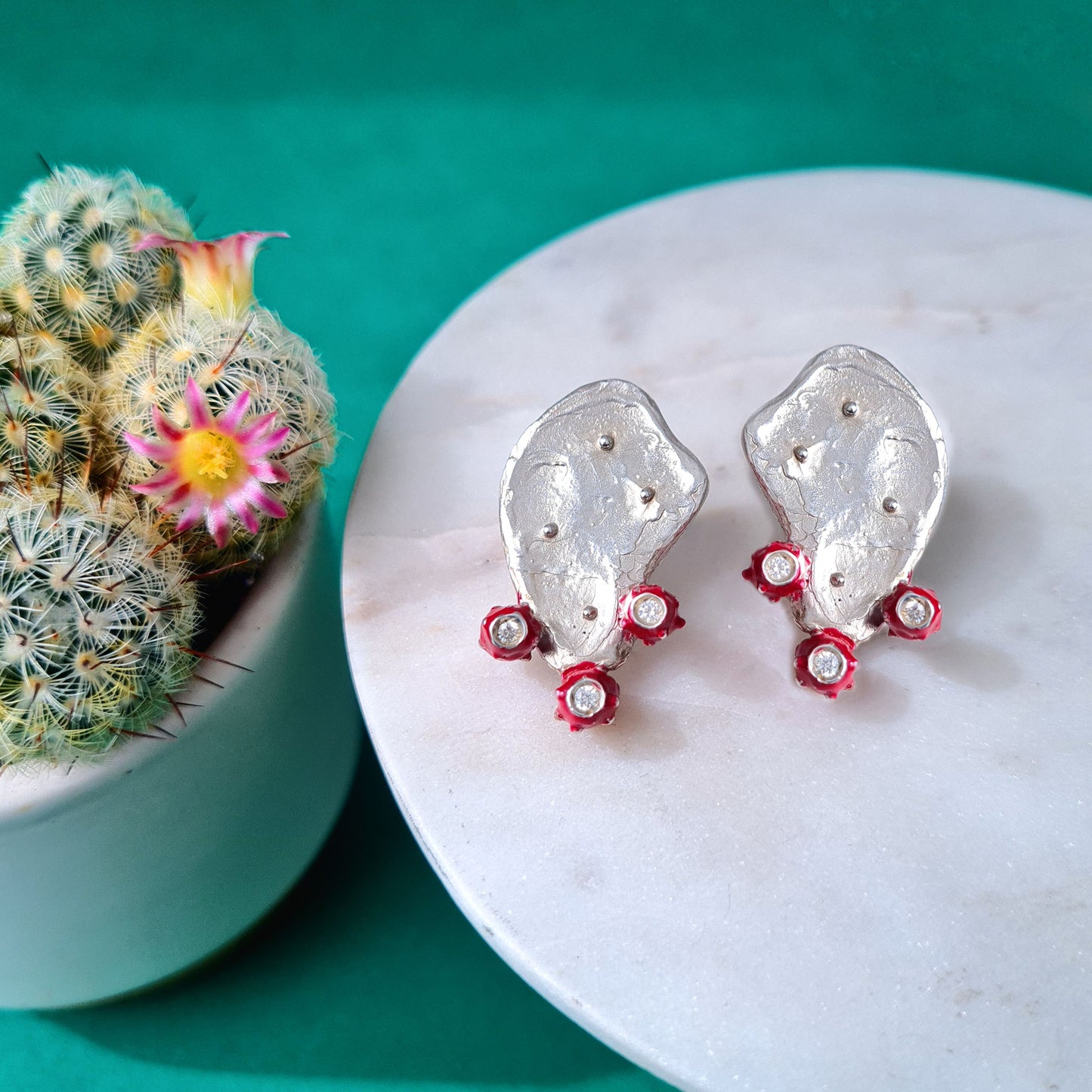 FICHI D'INDIA - Orecchini a lobo in argento 925 con pale e fichi tris