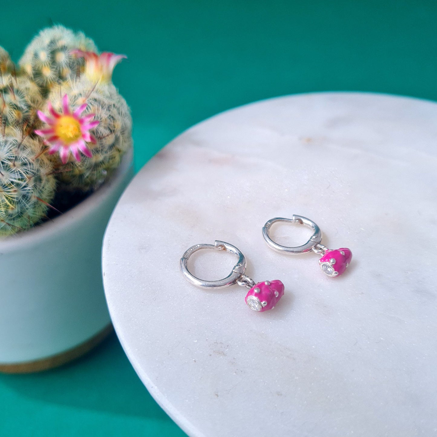 FICHI D'INDIA da ordinare - Orecchini in argento 925 a cerchio con clip e charm fico