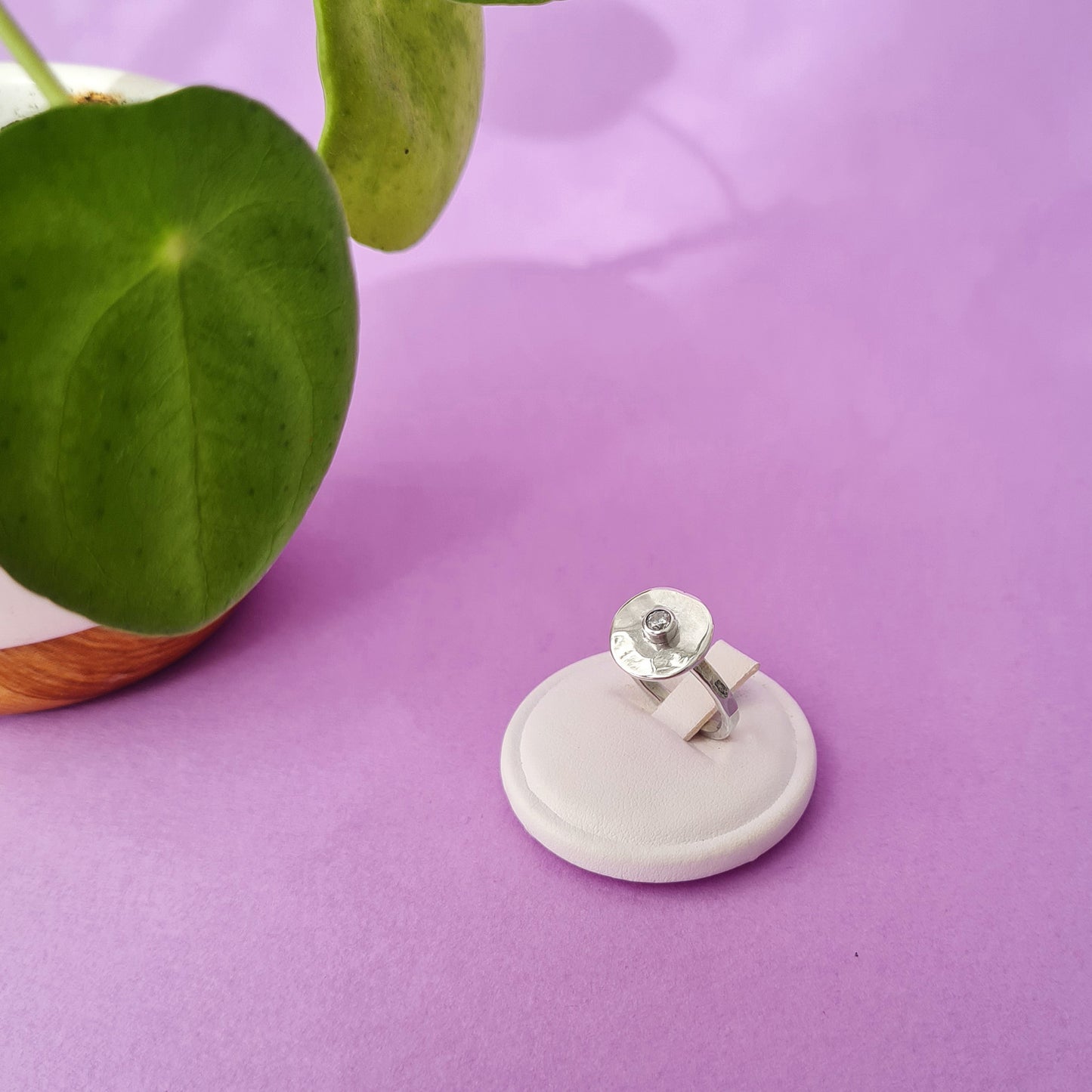 PILEA da ordinare - Anello in argento 925 con pilea mini e zircone